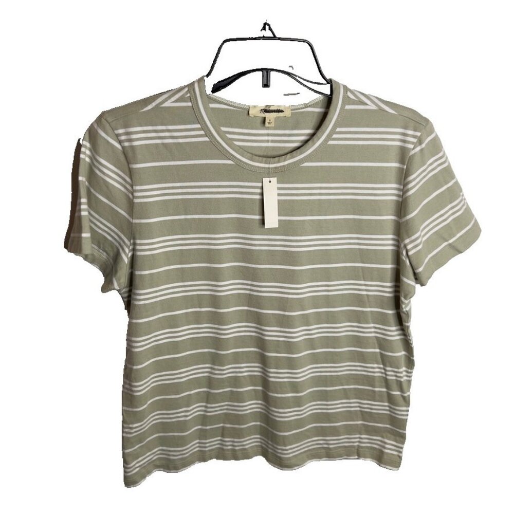 Madewell Womens Cotton Crewneck Tee Striped Dusty Caledon Size XS NT716 - Picture 2 of 6